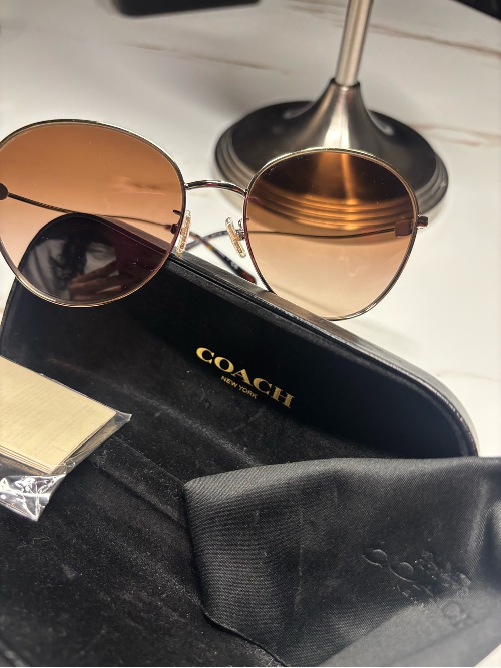 COACH Women's Round Gradient Tan/Brown Sunglasses